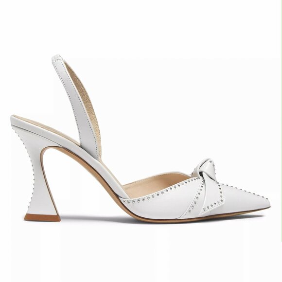 Alexandre Birman CLARITA BELL Leather Studs Bow Sculptural Slingback Pumps IT37 - Picture 3 of 7